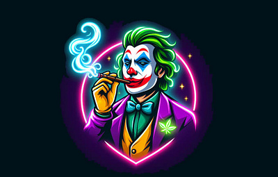 design awesome modern smoking neon joker mascot logo for you animation branding graphic design logo ui