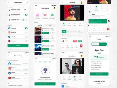 Live Streaming Mobile App UI Concept broadcast design content creator creator tools dashboard design influencer marketing live chat live events live streaming mobile ui multi platform product design social media streaming app streaming platform ui ux user experience video content app video streaming