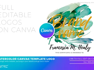 Watercolor Canva Logo Bundle brand branding canva canvas design graphic design illustration logo logo design logotype watercolors watercolours