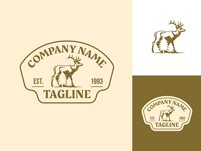 Forest Deer Label Logo brand branding design graphic design illustration label logo logo design logotype negative space product vintage