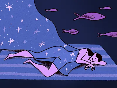 Sweet dreams character characterdesign deep sleep editorial flat illustration girl illustration purple sleep woman