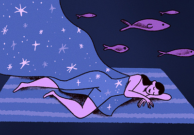 Sweet dreams character characterdesign deep sleep editorial flat illustration girl illustration purple sleep woman