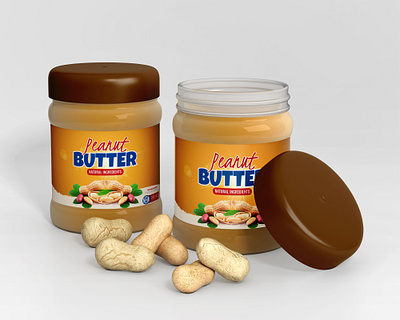 Peanut Jar Label Packaging & Branding Design almond bean branding business identity butter creamy food graphic design jar label label label design marketing merchandise nut packaging peanut product realistic sticker vegetarian