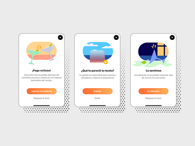 Koktel modals & illustrations appdesign cocktails illustration microinteraction ui ux