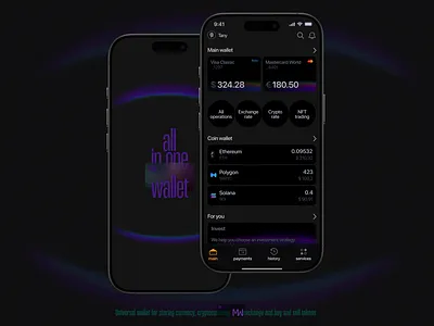 Multy wallet app cryptocurrency currency storage finances mobile app nft ui ux uxui wallet
