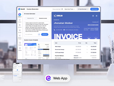 [Animation] Quibills - AI Invoice Generator Web App accounting software ai document creator ai generator ai invoice creator animation billing system business payment dashboard digital invoice finance interaction design invoice invoice automation invoice builder invoice dashboard invoice generator invoice management online invoice saas web app