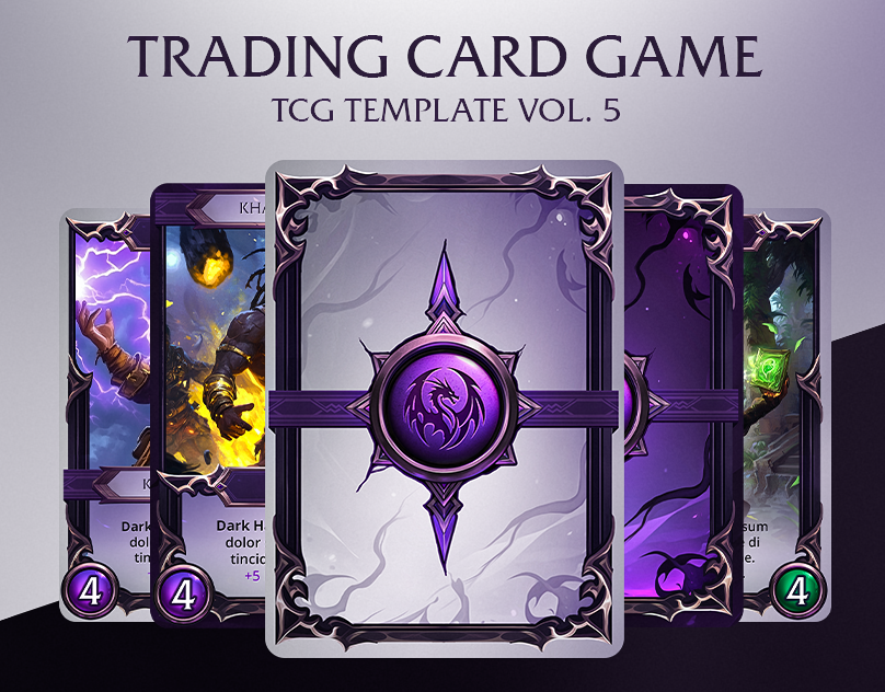 Trading Card Game Template - Vol. 5 (TCG / CCG) 💜 board game card game card game template card template ccg fantasy tcg tcg template trading card game template ui