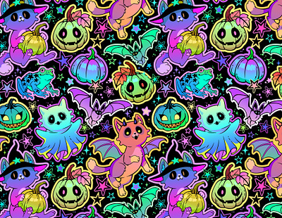 Cats and Halloween cartoon design face ghost illustration trick or treat