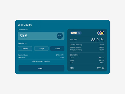 Crypto Exchange - Lock Liquidity crypto app crypto ui crypto user interface finance app modal