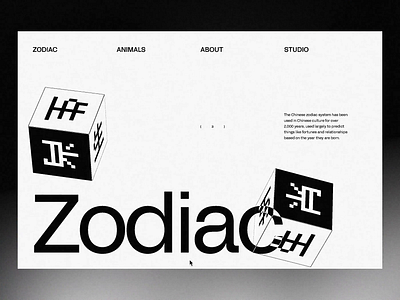 Chinese Zodiac Website animation app clean design home interaction landing modern monochrome page transition typography ui ux web website zodiac