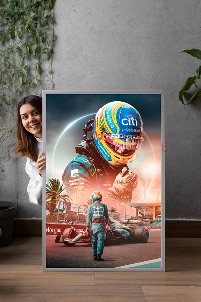 XXL Acrylic Glass Print | Formula 1 - "Fernando Alonso Legend" alonso art branding design digital art f1 fernando alonso formula 1 graphic design paintings print