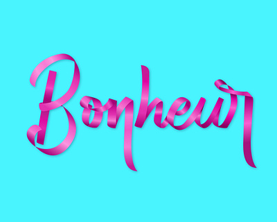 Bonheur ribbon calligraphy adobe illustrator affinity designer calligraphy cursive graphic design hand lettering lettering procreate ribbon ribbon calligraphy