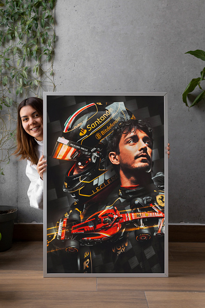 XXL Acrylic Glass Print | F1 - "Charles Leclerc Black Edition" art branding charles leclerc design digital art f1 ferrari formula 1 graphic design paintings print scuderia ferrari