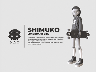 SHIMUKO 3d character character design design girl illustration logo longboard shimuko shimur skate zbrush