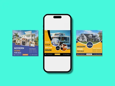 Real-estate House Sale Social Media Template banner facebook cover facebook post facebook story graphic design house sale post instagram post instagram story modern home post product product design sale post social media social media design social media post design