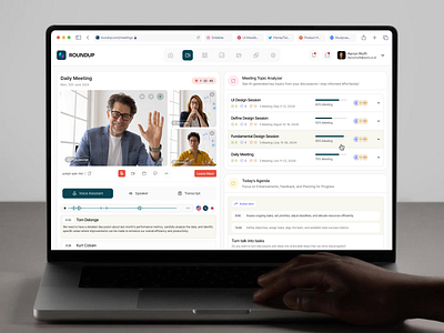 Roundup - Dashboard Smart Meeting business tool calls card clean communication conference dashboard data management design interaction design meeting product design teamwork ui uiux user interface ux ux design web design zoom
