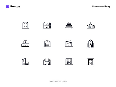 Building - Uxercon Icon Library design figma icon iconlibrary iconset lineicon ui uiux ux uxercon