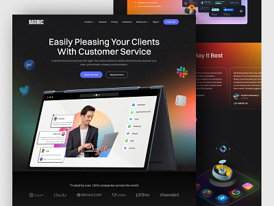 Customer support software: Web design color colorful customer service customer support gradient home page landing page product design ui design uihut uiux design uiux design agency web web design webdesign website website design