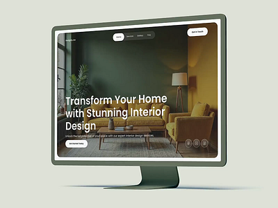 Interior Design Landing Page animation graphic design green home interior design laning page motion graphics ui web design