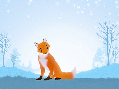 Winter Fox 3d after effects animation c4d cgi character animation cinema 4d commercial compositing critter design fox graphic design illustration minimal mograph motion graphics snow winter