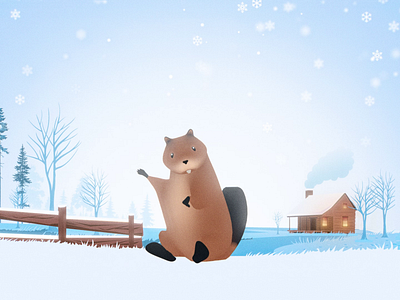 Winter Beaver 3d after effects animation beaver c4d cabin cgi cinema 4d commercial comp critter design illustration minimal mograph motion graphics snow winter