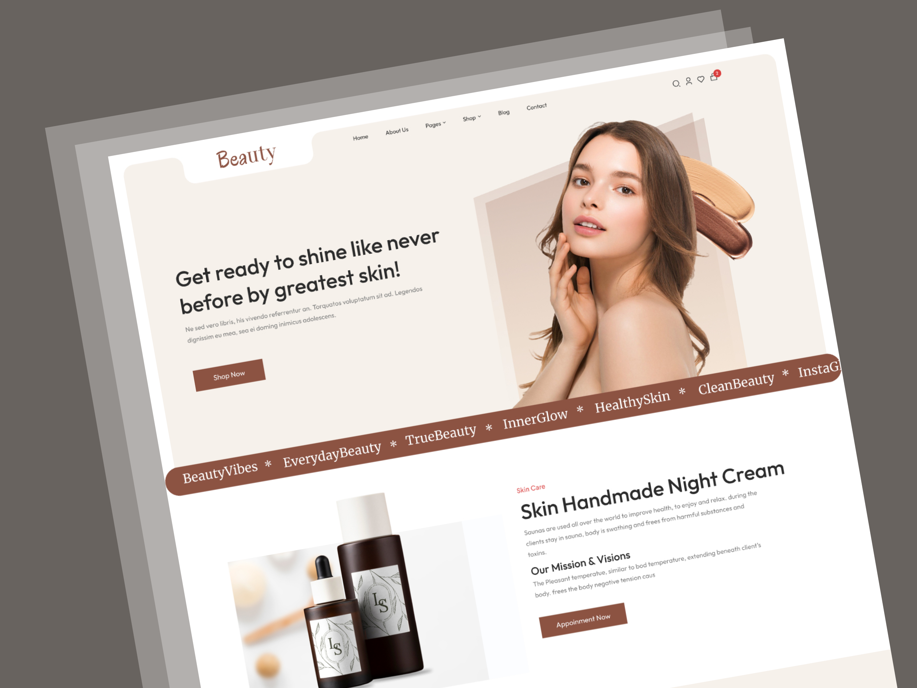Beauty Landing Page Design beauty landing beautylandingpage branding design designinspiration elegant layout landingpage minimal ui uidesign uiux ux webdesign