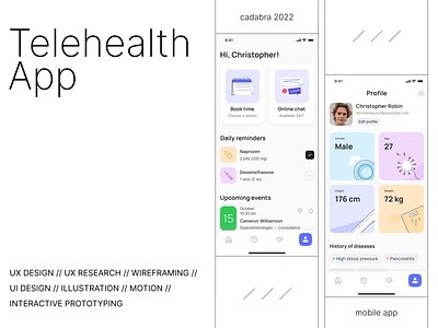 Telehealth App app design health illustration interface telehealth ui uiux ux