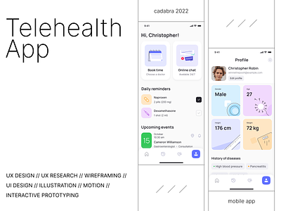 Telehealth App app design health illustration interface telehealth ui uiux ux