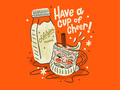 A cup of cheer cheer christmas cup of cheer eggnog illustration lettering procreate retro santa spirits tipsy toasty type vintage