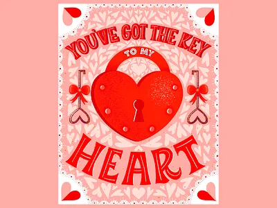 Digital Illustration of Romantic Message color match colorful creative digital illustration graphic design heart elements key symbol kkey to heart lock symbol love elements love message positive red red and pink red desigpink palette romantic romantic message typography vibrant vibrant design