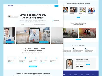 Practo Website Redesign – Modern & User-Centric UI cleanui healthcaredesign landingpage minimal morden uiux uxdesign webdesign webredesign