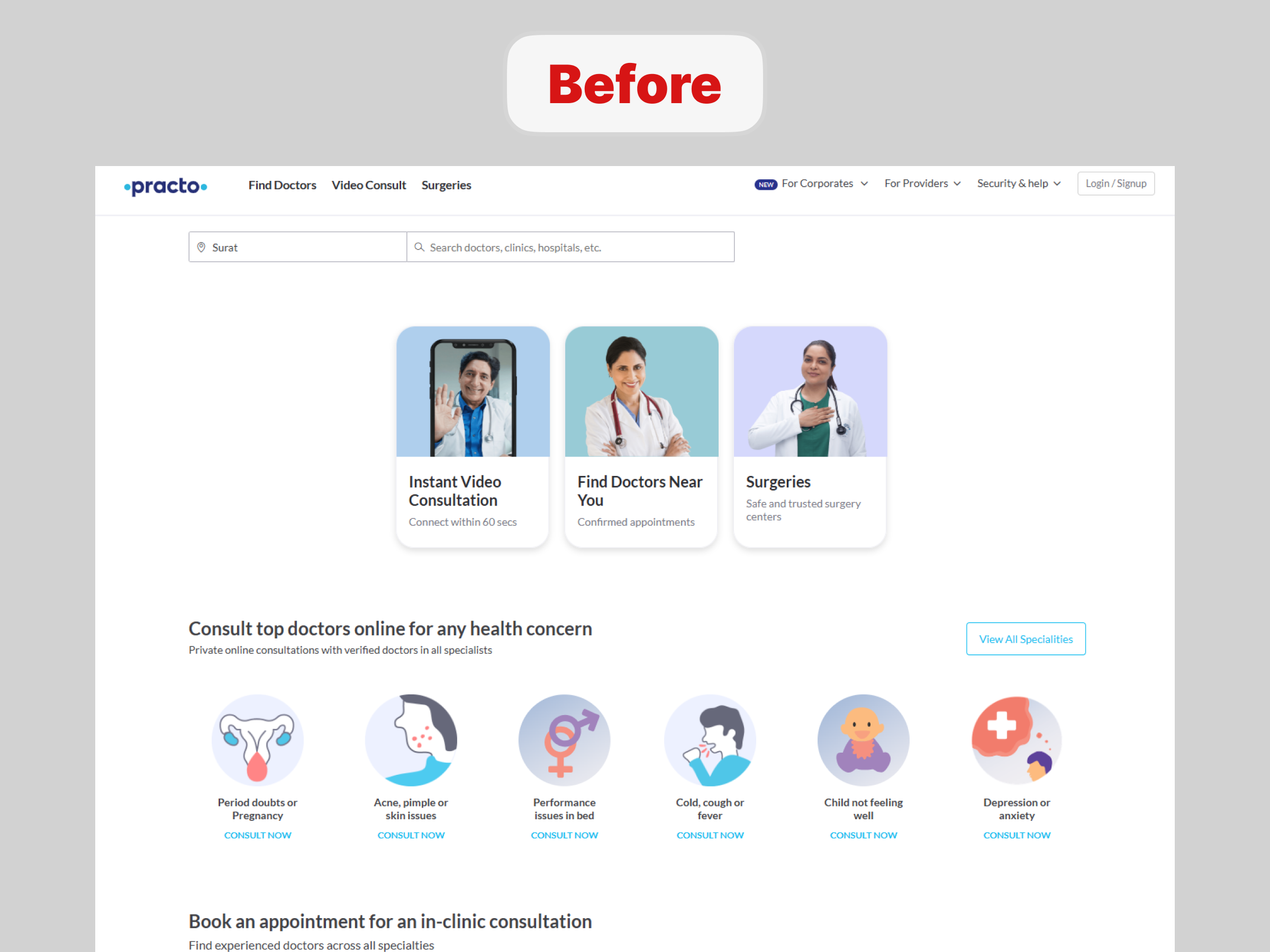 Practo Website Redesign – Modern & User-Centric UI by RAXIT PETHANI on ...