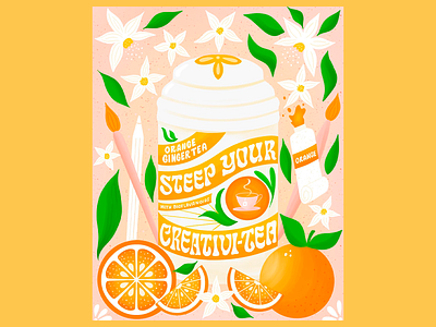 Joyful Summery Card Design bright colors card design cheerful colorful creative creativity decorative elements digital art floral elements graphic design joyful joyful card design natural touch orange orange fruit playful summer vibes summery card typography vibrant