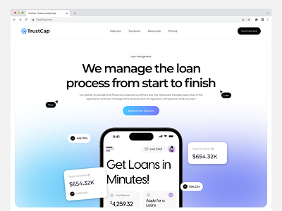 TrustCap - Finance Landing Page bank finance fintech landing page loan management loan planner saas ui ui design user interface ux web design