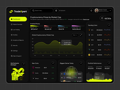 TradeXpert – The Future of Crypto Trading! bitcointrading blockchaintechnology crypto cryptodashboard cryptoportfolio cryptotrading cryptowallet darkmodeui datavisualization defiplatform ethereumexchange financeapp futuristicui marketanalytics neumorphism tradingapp tradingplatform uxuidesign web3design