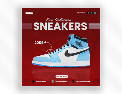 Social media poster design for shoes advertising creative design graphic designer poster poster design product design shoes shoes design social media post