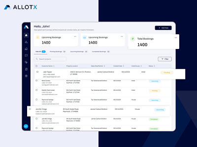 AllotX – Booking Management Dashboard UI appdesign branding creativedesign design dribbleshots figma illustration logodesign minimaldesign moderndesign prototype ui uiux ux webdesign website