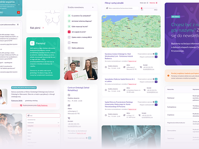 Cancer patients support platform - main components analytics app breast cancer cancer centrum kryzysowe clean components crisis center daily diagnosis doctor emergency center healthline medical minimal oncologists treatment ui components web design website