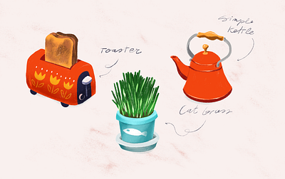 Animal Crossing Sketches acnh animal crossing clip art cozy drawing furniture home items homely house icon illustration kettle nintendo plant sticker switch tea texture toaster videogame