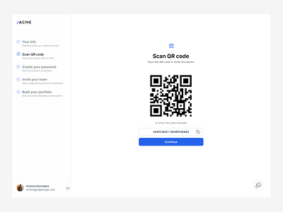 2FA QR Code screen app branding design graphic design illustration logo typography ui ux vector