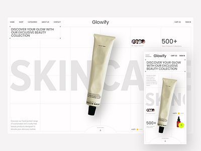 Skin Care Website 3d alif animation app care design doctor landing landingpage mobile modern modrn phone skin ui ui ux design ux web web design website