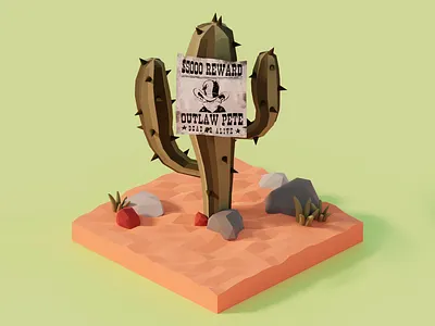 3D Rendering Design: Cactus Cowboy 3d 3d art 3d art work 3d composition 3d digital illustration 3d elements 3d illustration 3d model 3d modeling 3d rendering design cactus clean design creative design desert ground geometric style minimalist design modern design sandy texture simple shapes simplified design