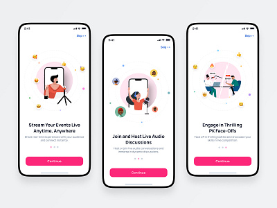 Onboarding - Streaming UI Kit audio streaming battle ui big live friends group chat live app live streaming onboarding pk battle streaming video live