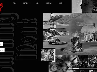 Burning Monk homepage design. branding design figma