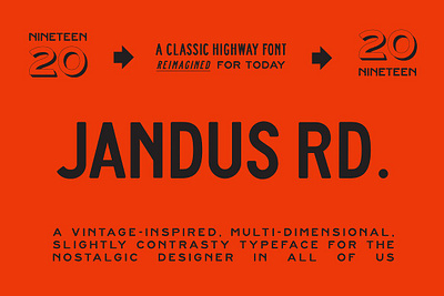 Jandus Road - A Highway Display Font display font headline headline font highway font jandus road multi width retro font sans serif sans serif font sans serif typeface type typeface vintage vintage font