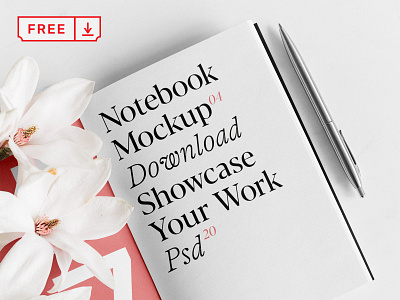 Free Notebook with Flowers Mockup branding design download free freebie identity logo mockup notebook psd template typography