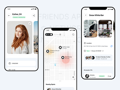 FLOCK social android app blue dating friends grey ios light mobile networking ui ux