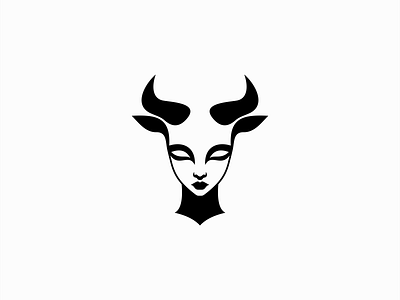 Minimalist Faun Woman Logo beauty branding design fantasy fashion faun gaming girl horns icon identity illustration logo mark minimalist mystical symbol symmetry vector woman