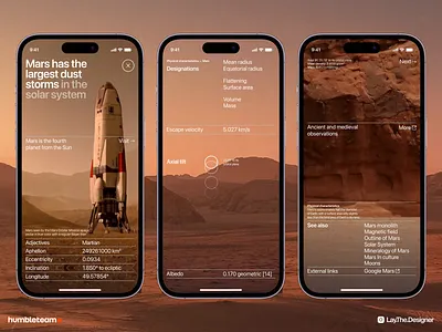 Mars In Solar System - Mobile App Concept concept creative details digital earth galaxy grid inspiration interaction interface journey layout mars mercury mobile app nasa planet typo ui ux