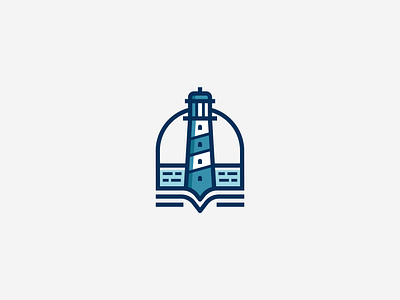 Lighthouse Logo beach corporate illustration lighthouse logo nature ocean sea ship sunrise vacation vintage water wave